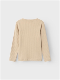 NAME IT Langærmet Rib Bluse Nosias White Pepper 